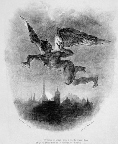 Prologue de Méphistophélès dans le ciel, de Faust de Goethe, 1828 (illustration) - Ferdinand Victor Eugene Delacroix
